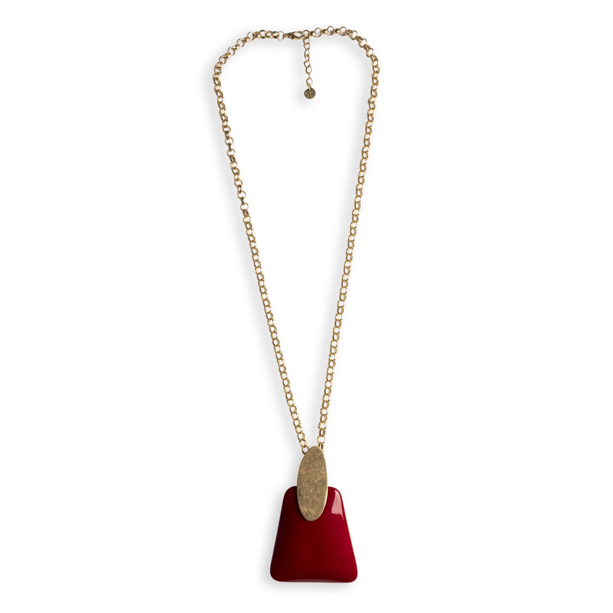 Collana lunga a catena con pendente geometrico in resina rosso - Mya Accessories