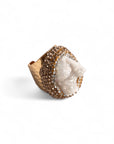 Anello in metallo regolabile con pietre in vetro, semidure bianche - Mya Accessories