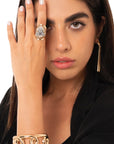 Anello in metallo regolabile con pietre in vetro, semidure grigie - Mya Accessories