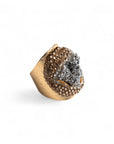 Anello in metallo regolabile con pietre in vetro, semidure grigie - Mya Accessories