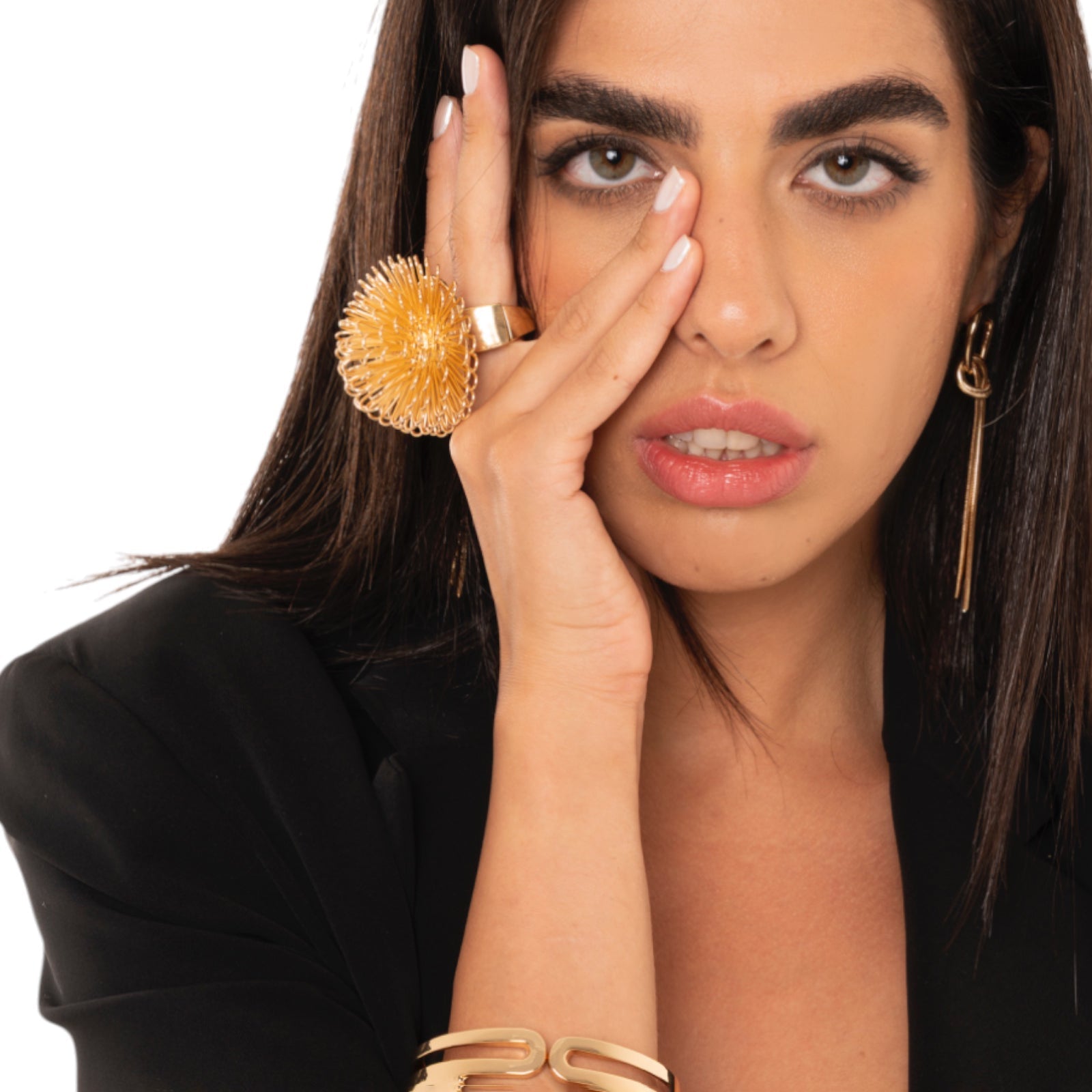 Anello elastico con fiore in metallo - Mya Accessories
