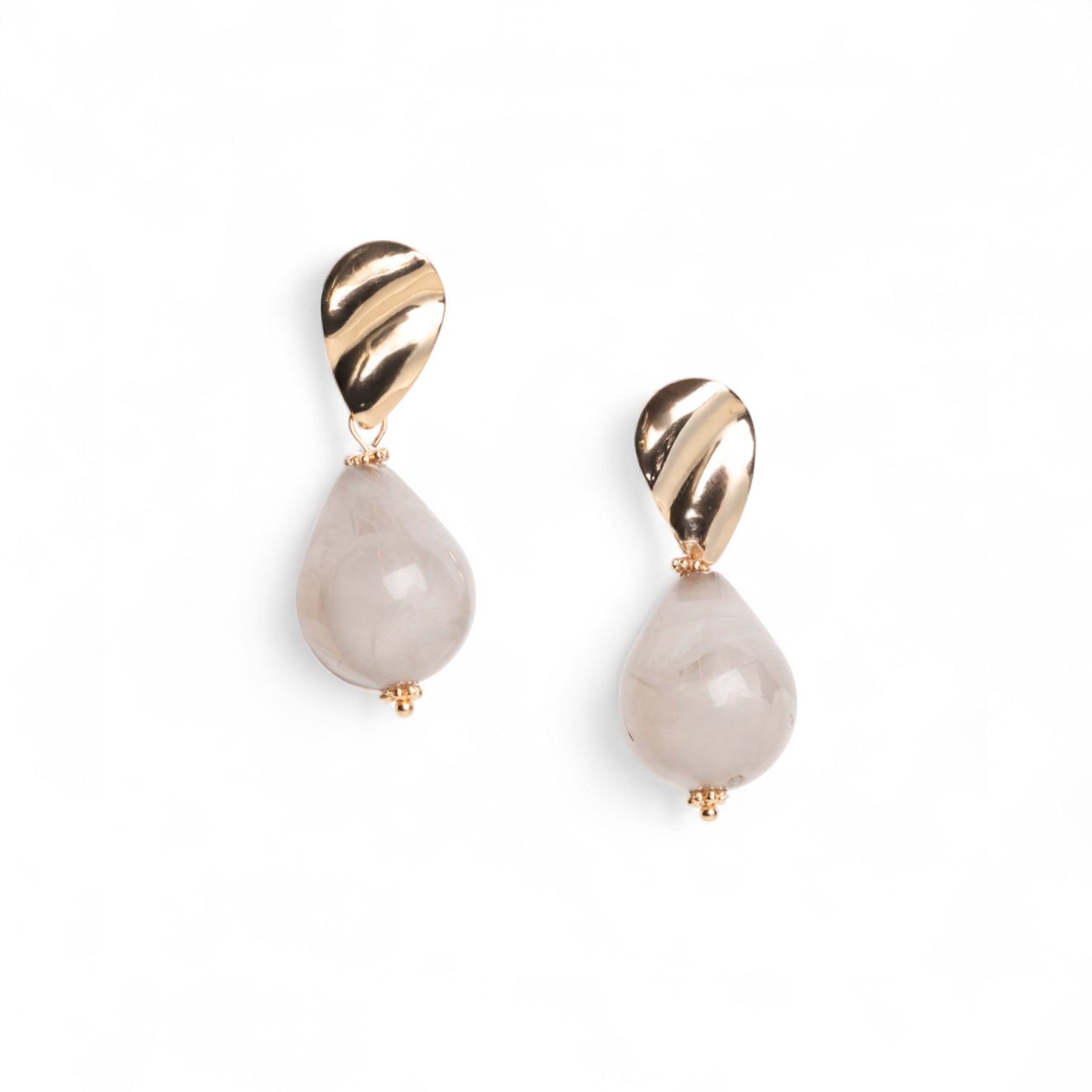 Orecchini pendenti con pietra a goccia in acrilico grigia - Mya Accessories