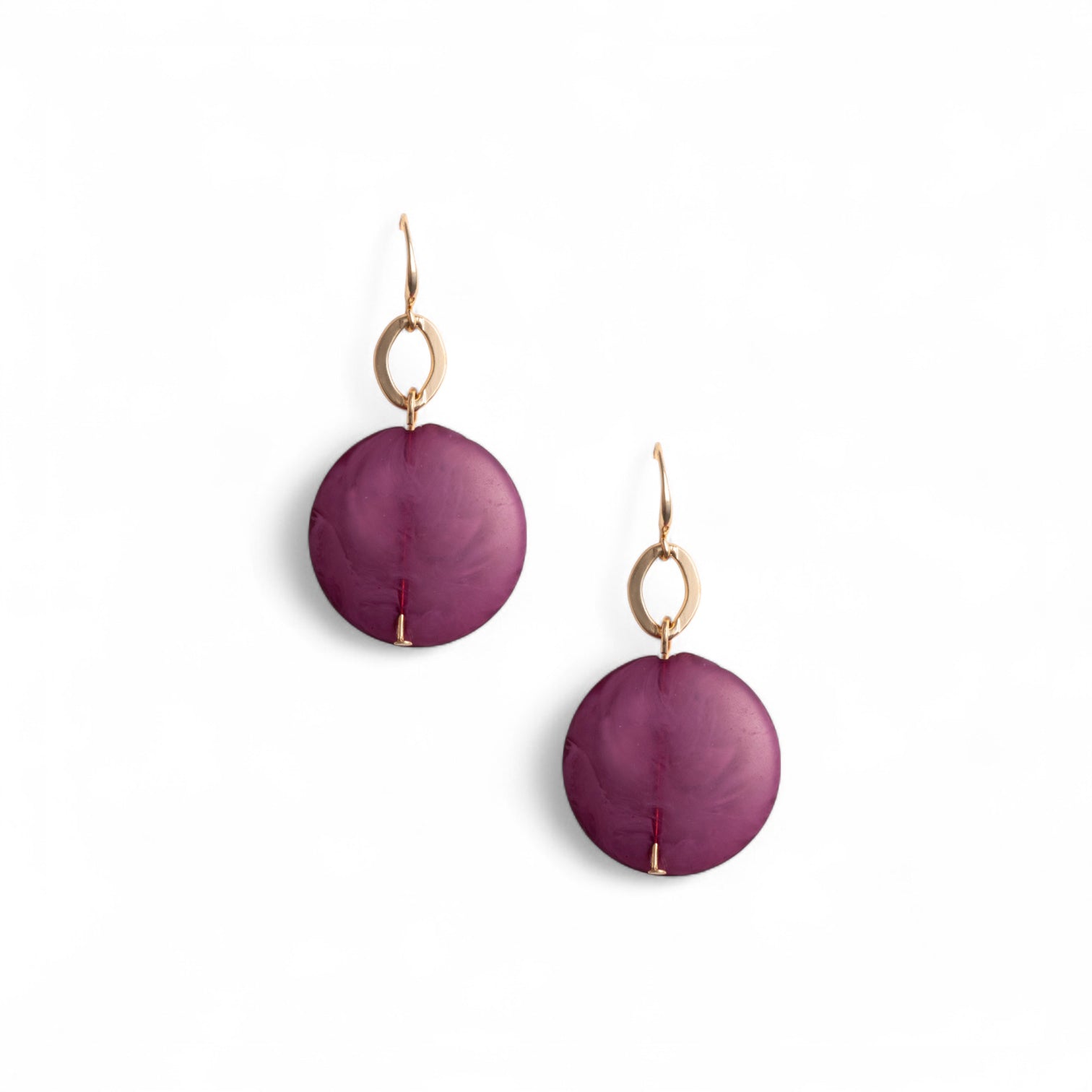 Orecchini pendenti con pietra schiacciata in acrilico viola - Mya Accessories