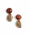 Orecchini pendenti con doppia pietra in acrilico oro ed ambra - Mya Accessories