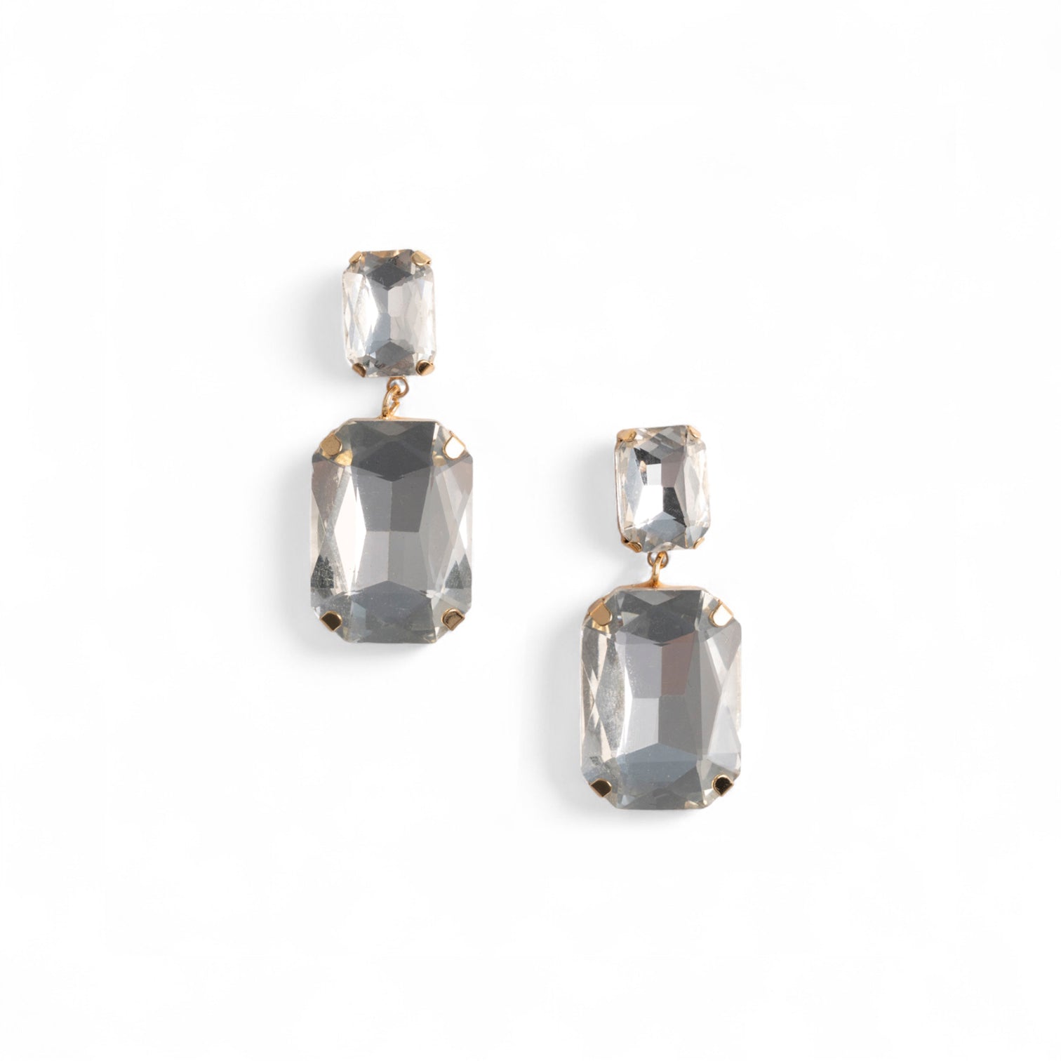 Orecchini pendenti con doppia pietra in vetro crystal - Mya Accessories