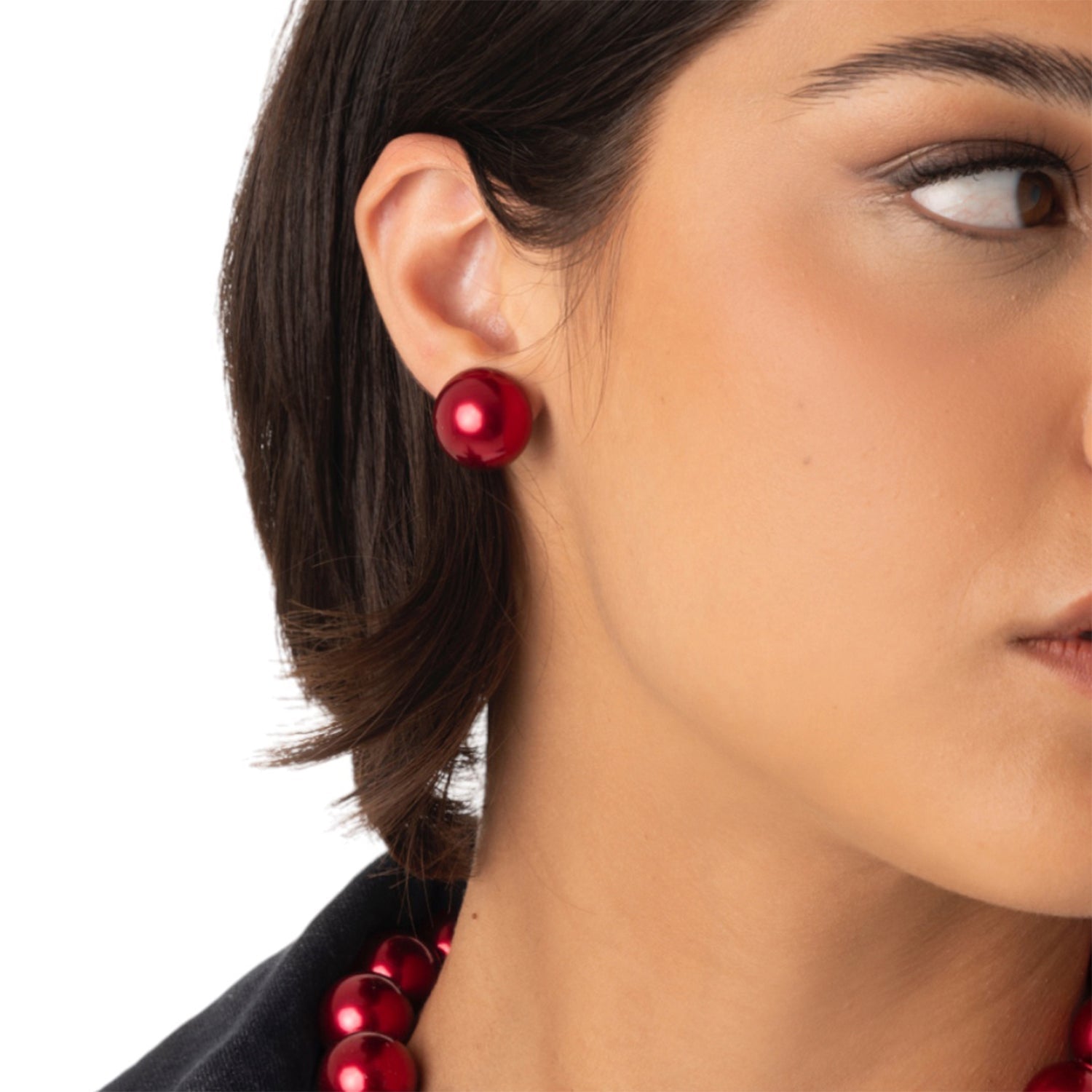 Orecchini a semisfera tono rosso lucido - Mya Accessories