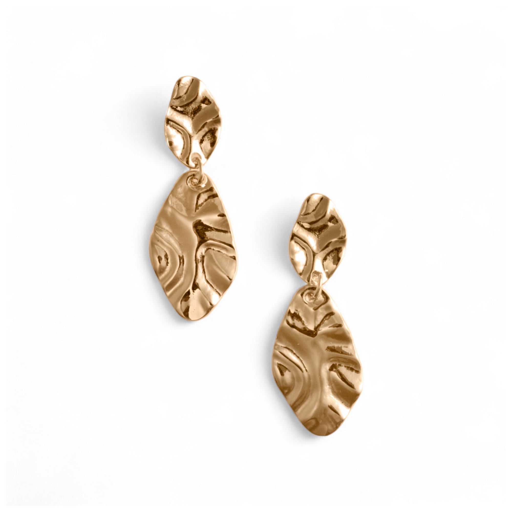 Orecchini pendenti con doppia foglia in metallo - Mya Accessories