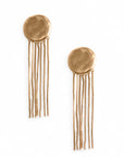 Orecchini in metallo con placchetta circolare e fili pendenti a cascata - Mya Accessories