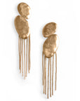 Orecchini in metallo con doppia placchetta ovale e fili pendenti a cascata - Mya Accessories