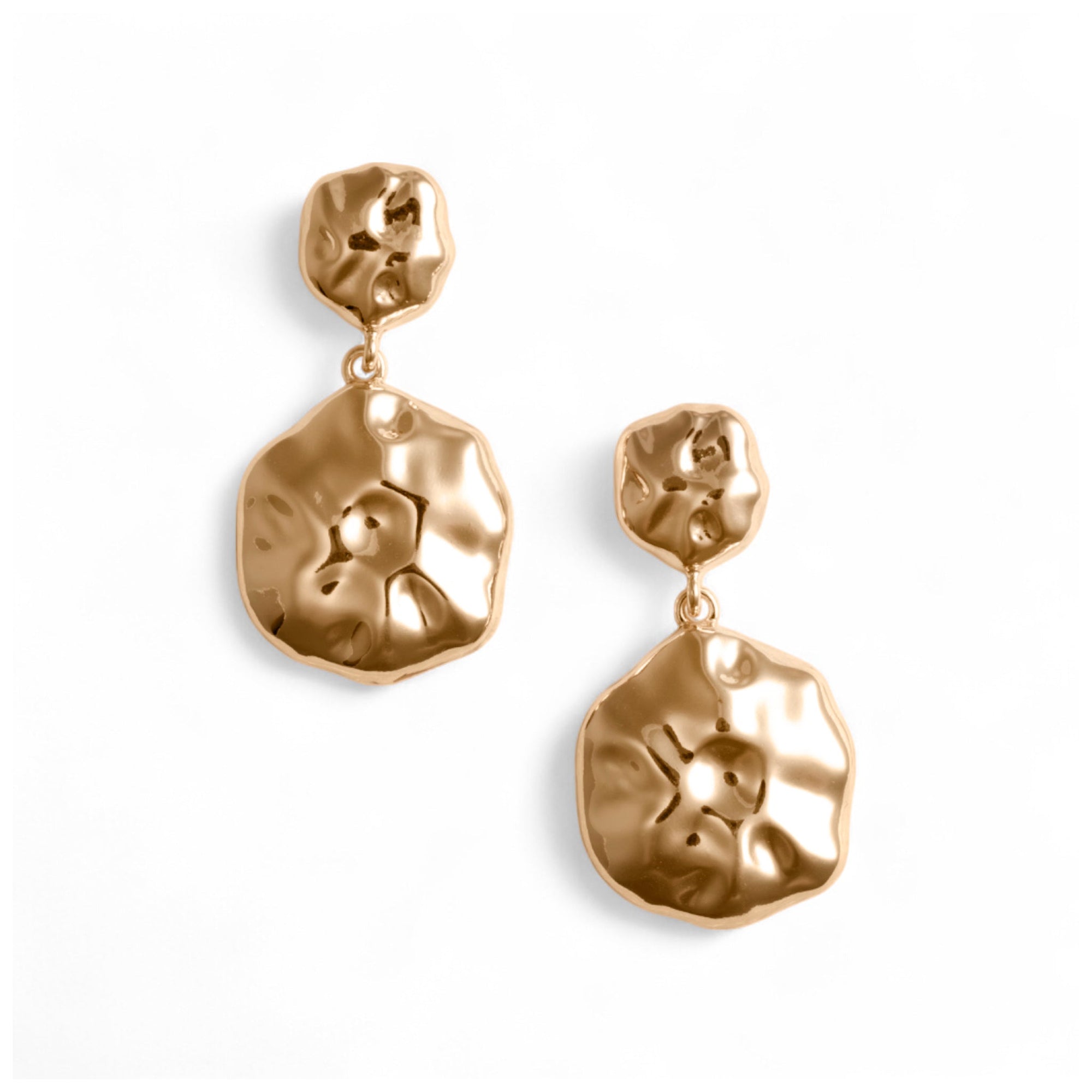 Orecchini pendenti in metallo martellato a base circolare - Mya Accessories