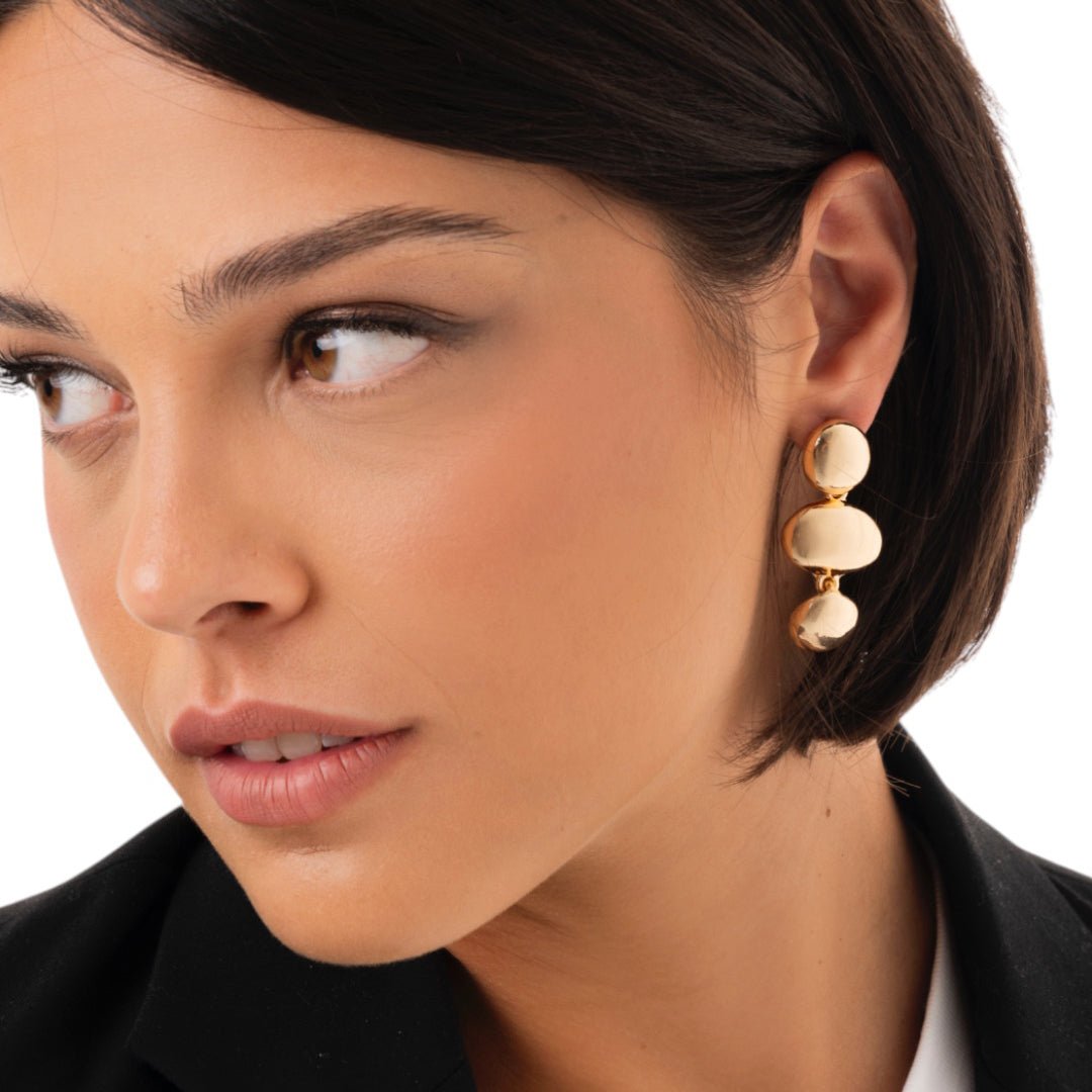 Orecchini pendenti con design ovale in metallo - Mya Accessories
