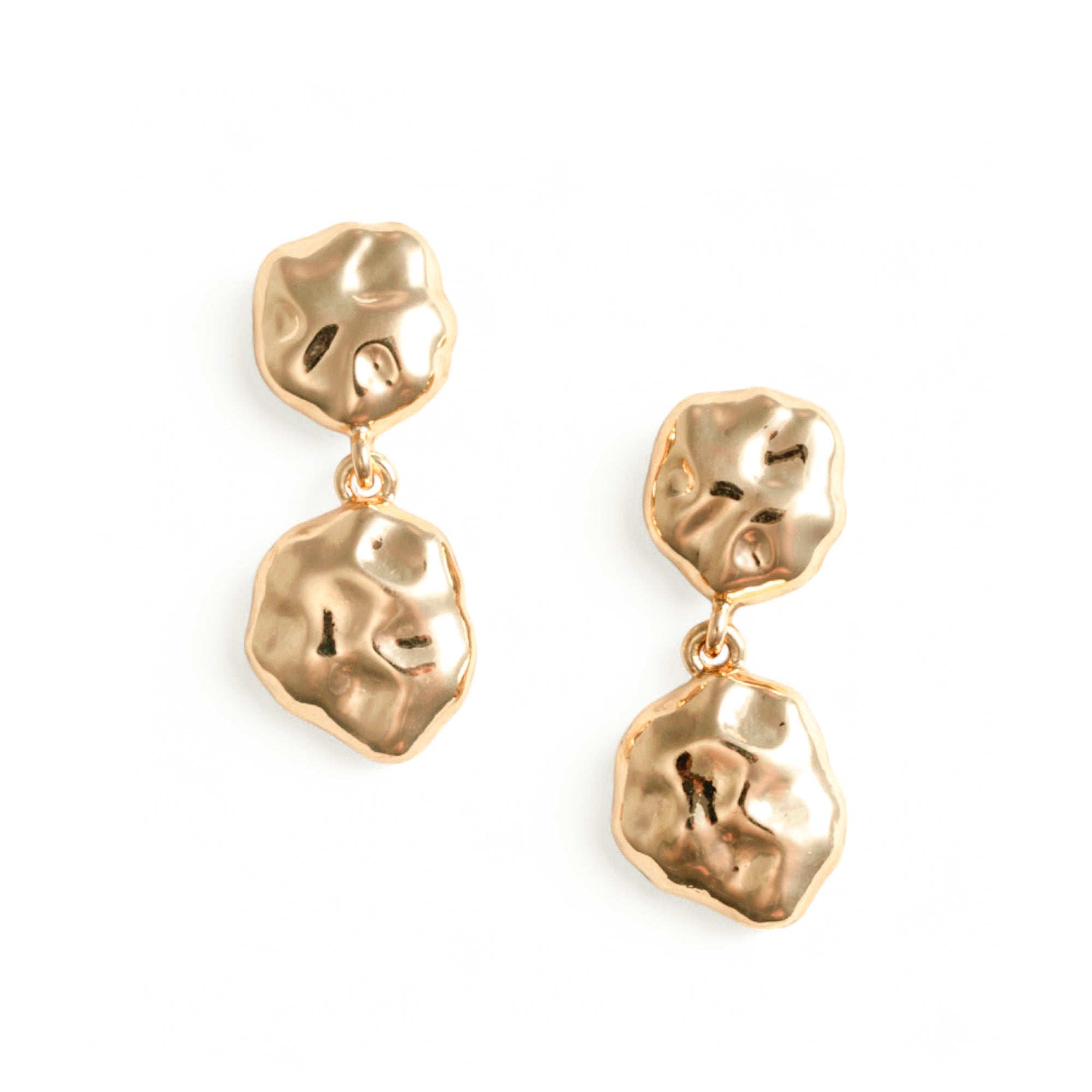 Orecchini pendenti con design irregolare in metallo martellato - Mya Accessories
