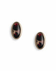 Orecchini ovali in metallo con pietra in acrilico animalier rossa - Mya Accessories
