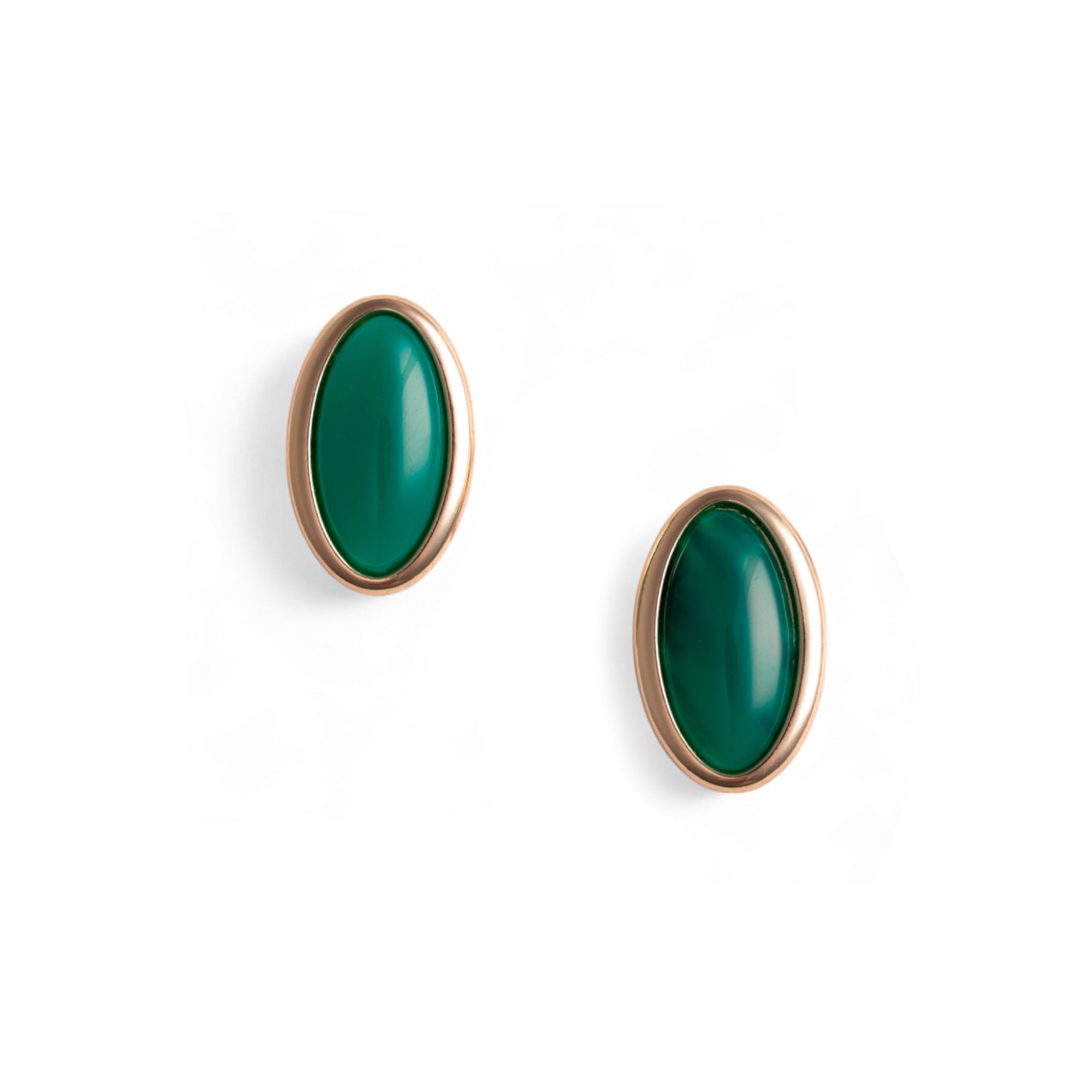 Orecchini ovali in metallo con pietra in acrilico verde petrolio - Mya Accessories