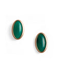 Orecchini ovali in metallo con pietra in acrilico verde petrolio - Mya Accessories