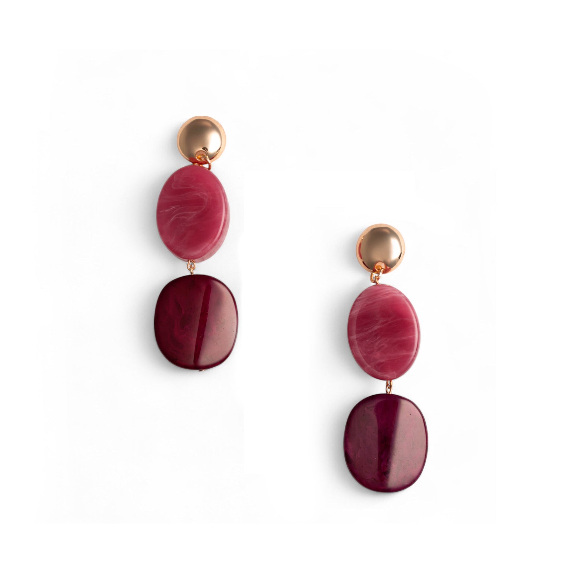 Orecchini pendenti con doppia pietra in acrilico tono viola - Mya Accessories
