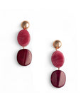 Orecchini pendenti con doppia pietra in acrilico tono viola - Mya Accessories