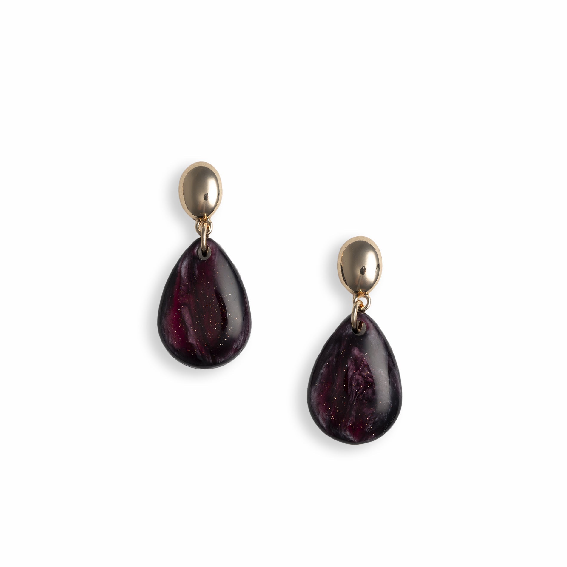 Orecchini pendenti con pietra a goccia in acrilico viola - Mya Accessories