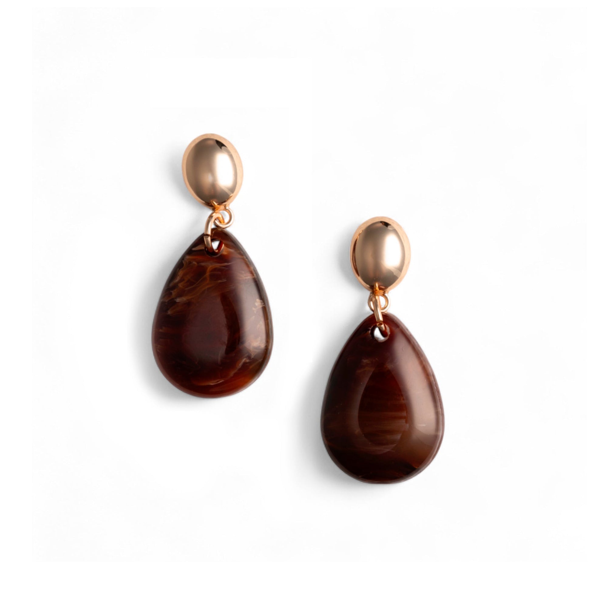 Orecchini pendenti con pietra a goccia in acrilico marrone - Mya Accessories
