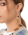 Orecchini pendenti a catena con pietre in acrilico tono blu - Mya Accessories
