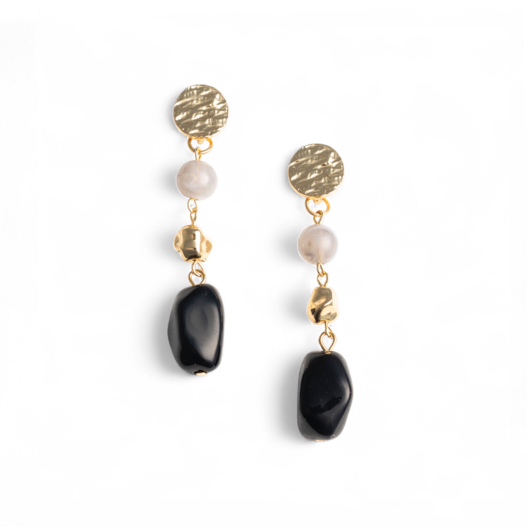 Orecchini pendenti con pietre in acrilico tono nero - Mya Accessories