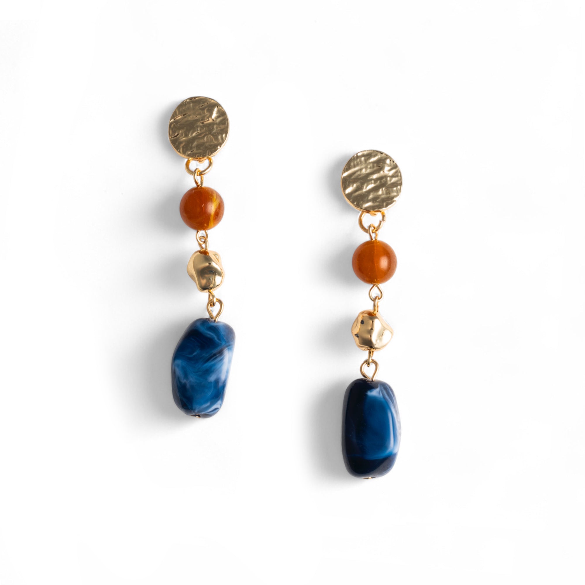 Orecchini pendenti con pietre in acrilico tono blu - Mya Accessories