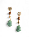 Orecchini pendenti con pietre in acrilico tono verde e marrone - Mya Accessories