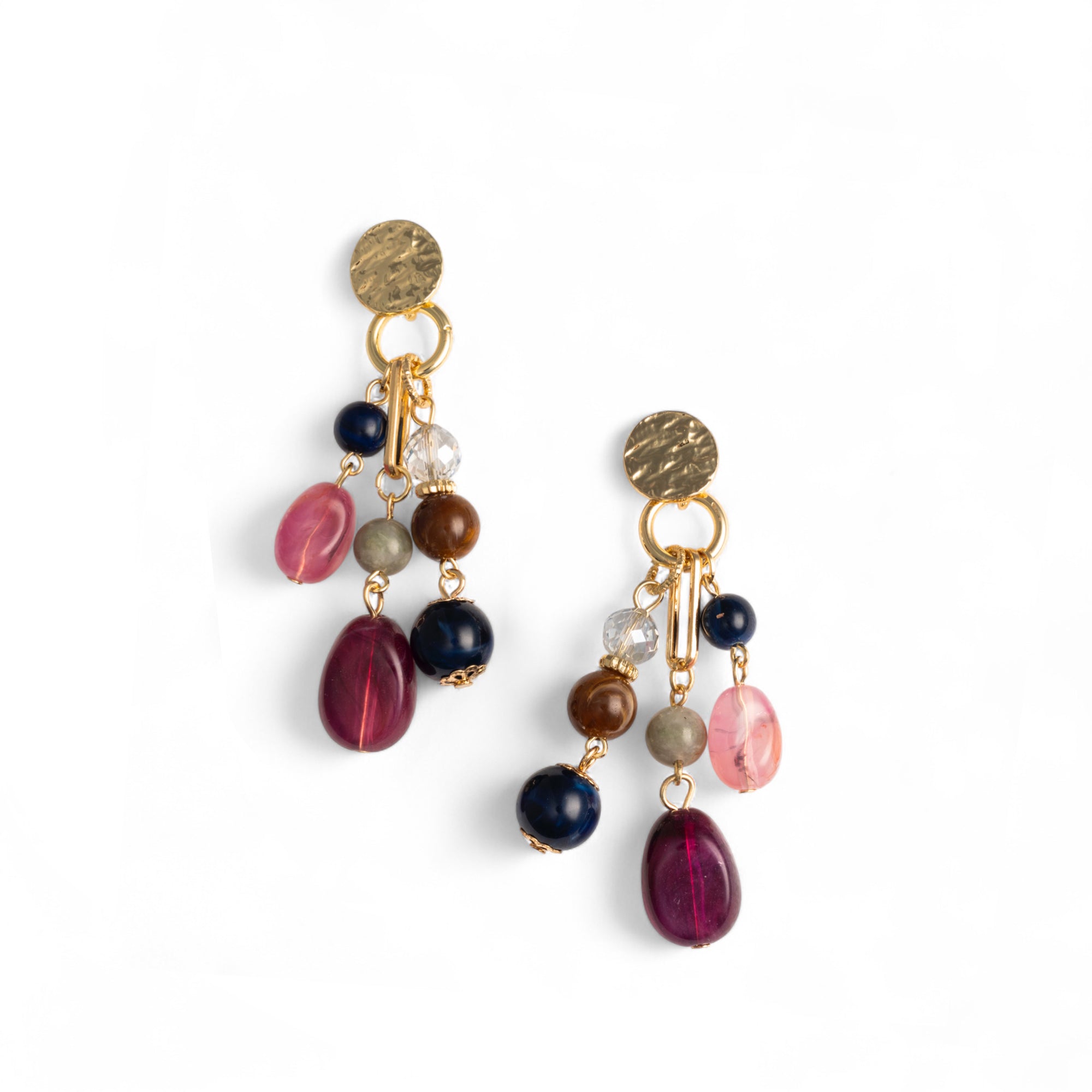Orecchini pendenti a grappolo con pietre in acrilico multi viola - Mya Accessories
