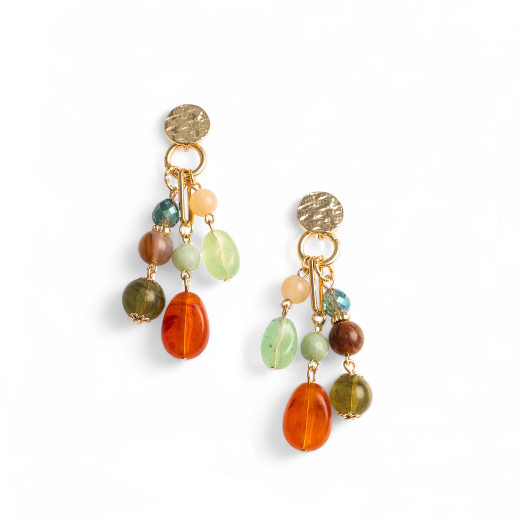 Orecchini pendenti a grappolo con pietre in acrilico multi arancio - Mya Accessories