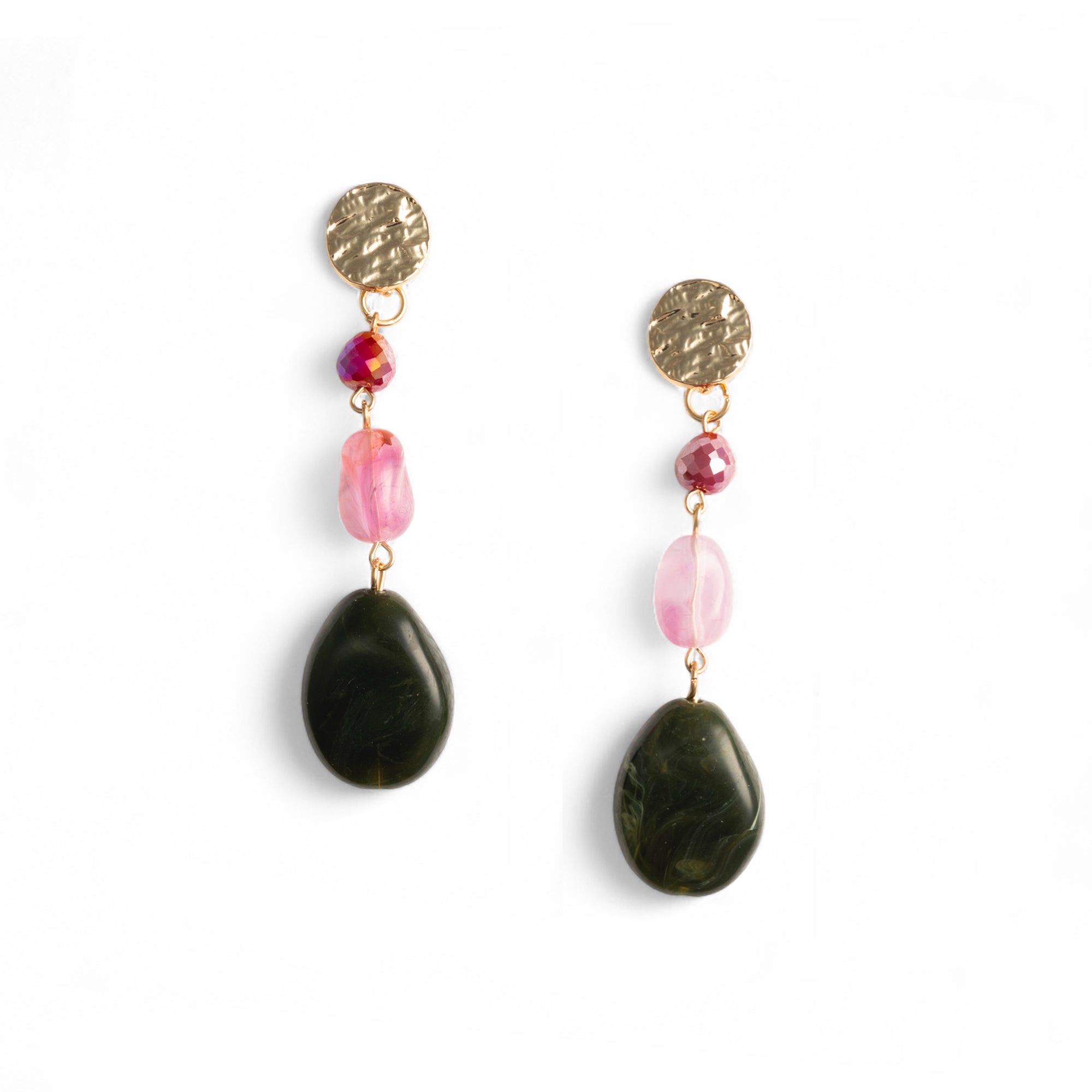 Orecchini pendenti con pietre in vetro ed acrilico multicolore - Mya Accessories