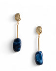 Orecchini pendenti in metallo con pietra in acrilico blu - Mya Accessories