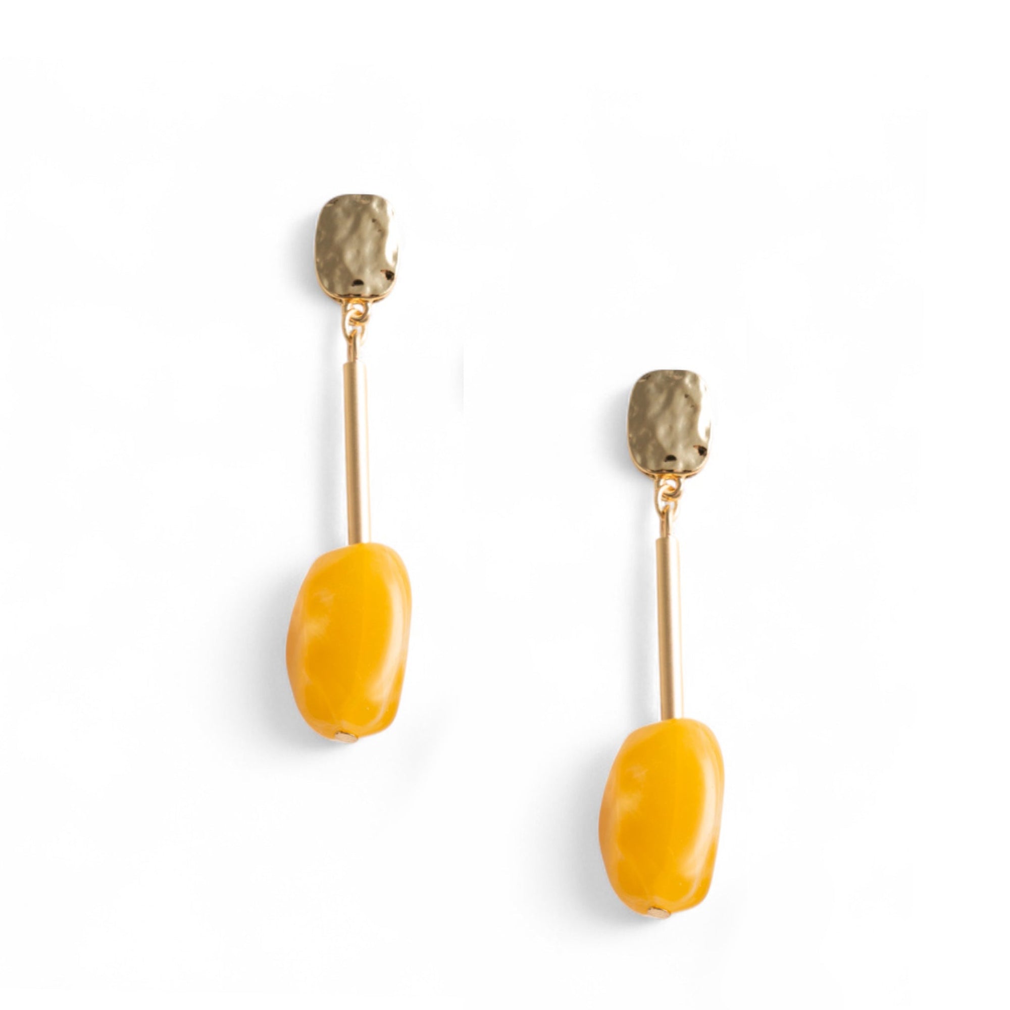 Orecchini pendenti in metallo con pietra in acrilico giallo - Mya Accessories