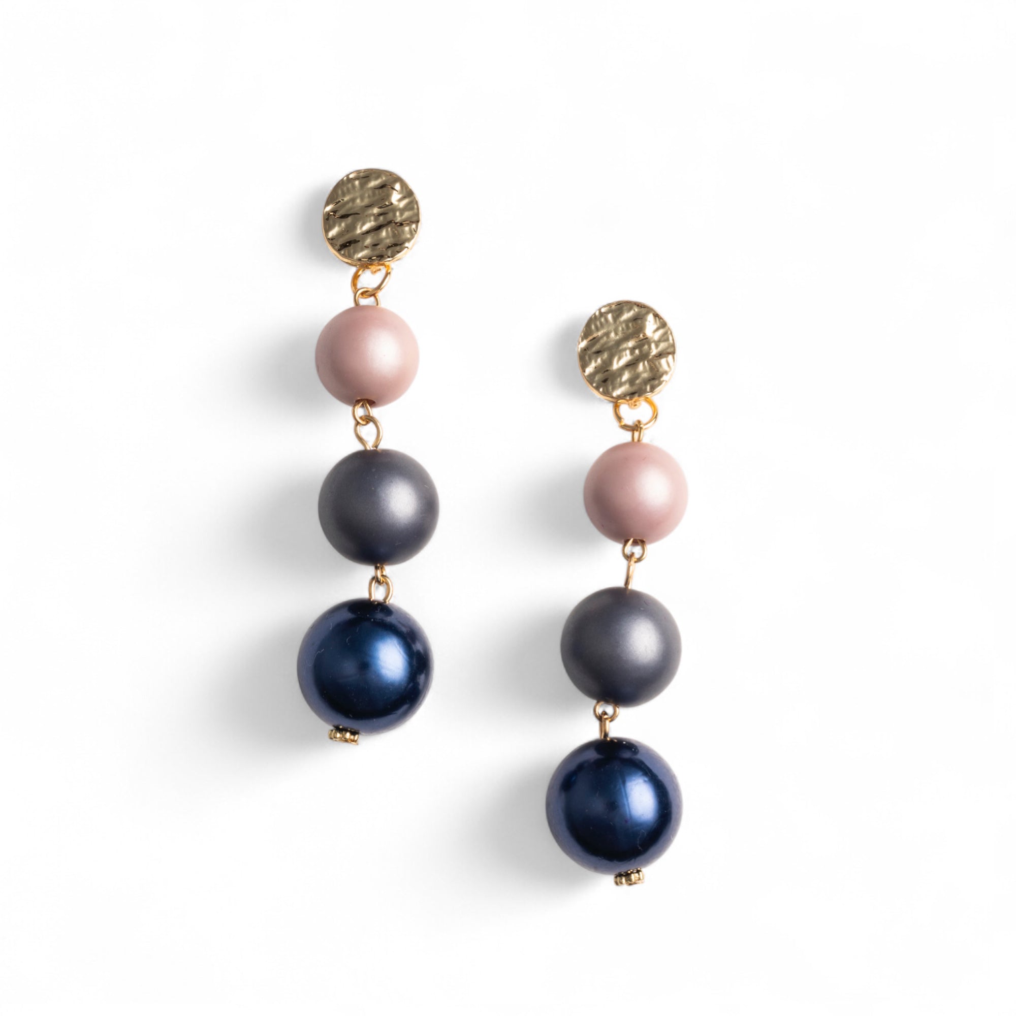Orecchini pendenti a tre sfere in acrilico tono blu - Mya Accessories
