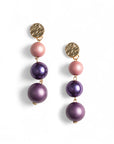 Orecchini pendenti a tre sfere in acrilico tono viola - Mya Accessories