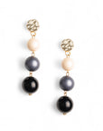 Orecchini pendenti a tre sfere in acrilico tono nero - Mya Accessories