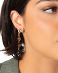 Orecchini pendenti con tre pietre semidure in vetro tono viola - Mya Accessories