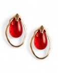 Orecchini in metallo a goccia con pietra in resina arancio - Mya Accessories