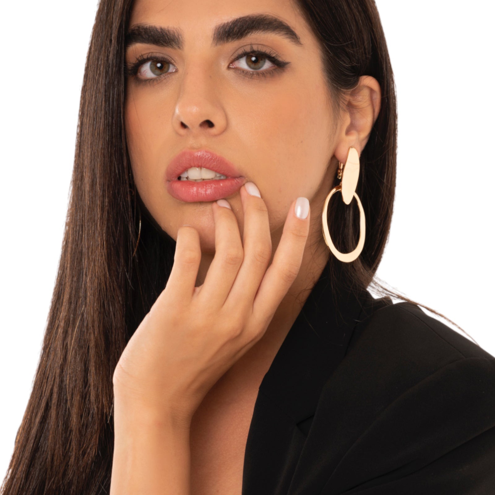 Orecchini a clip in metallo con pendente circolare - Mya Accessories