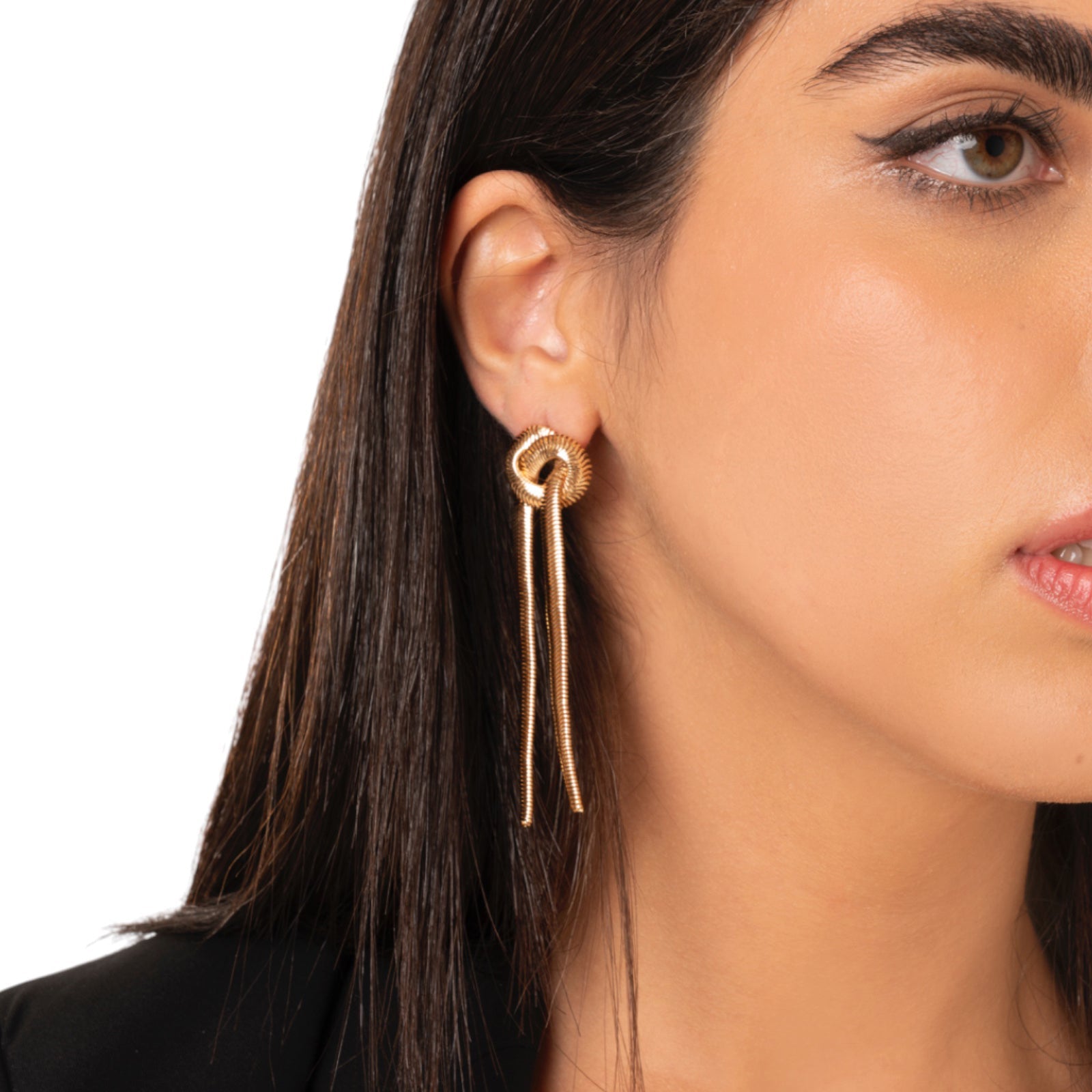 Orecchini pendenti in metallo con catena snake annodata - Mya Accessories