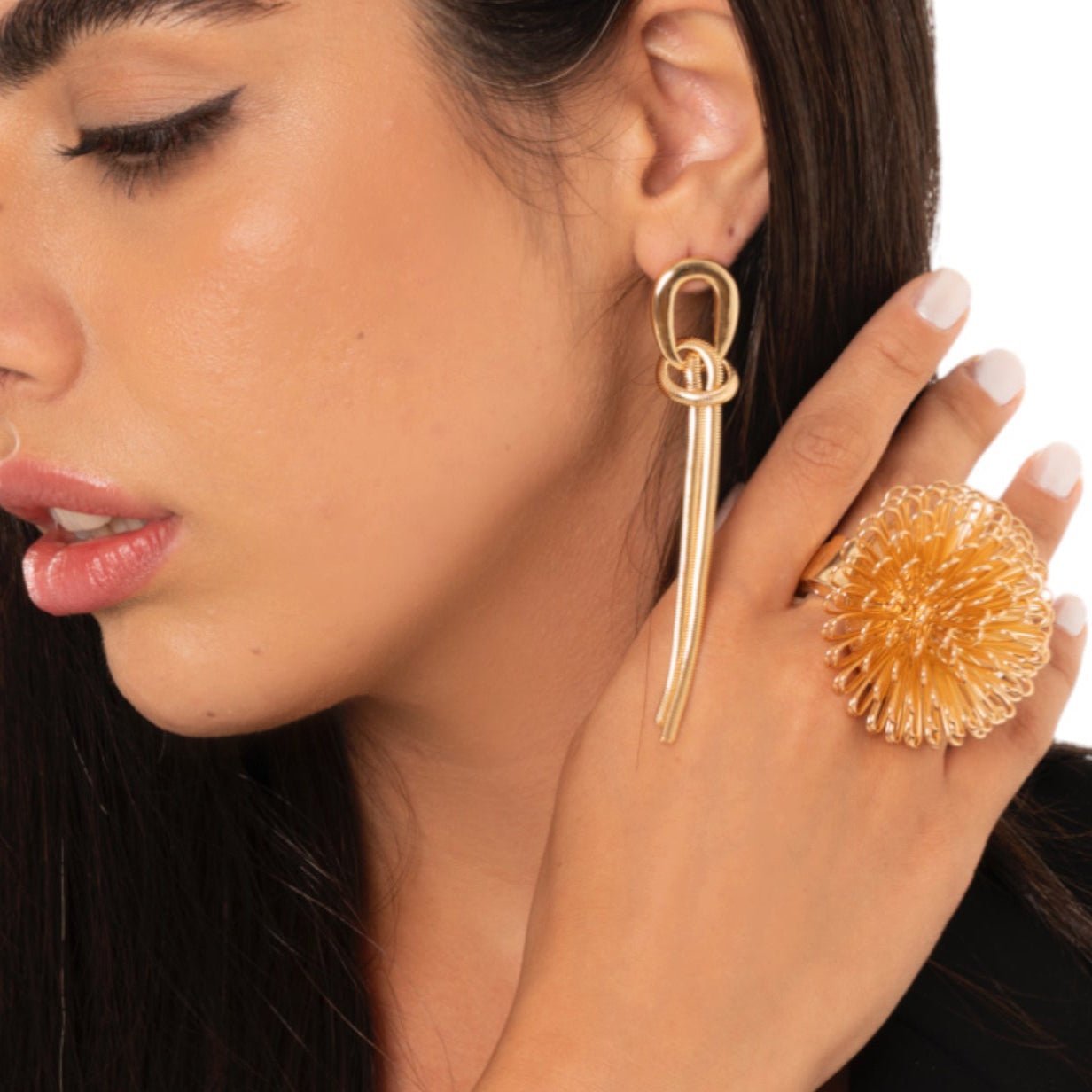 Orecchini pendenti in metallo con catena snake - Mya Accessories