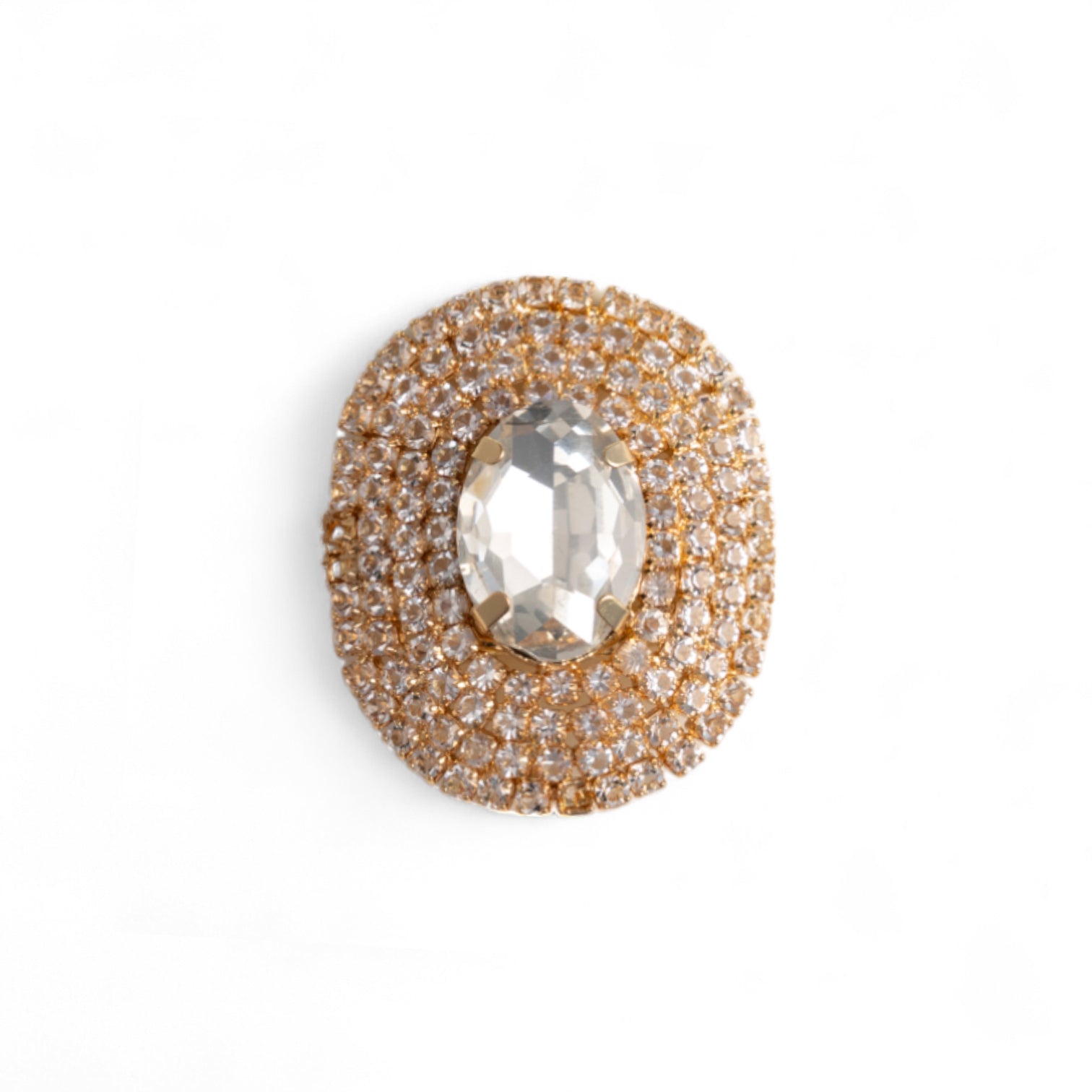 Spilla in metallo ovale con strass e pietra in vetro crystal - Mya Accessories