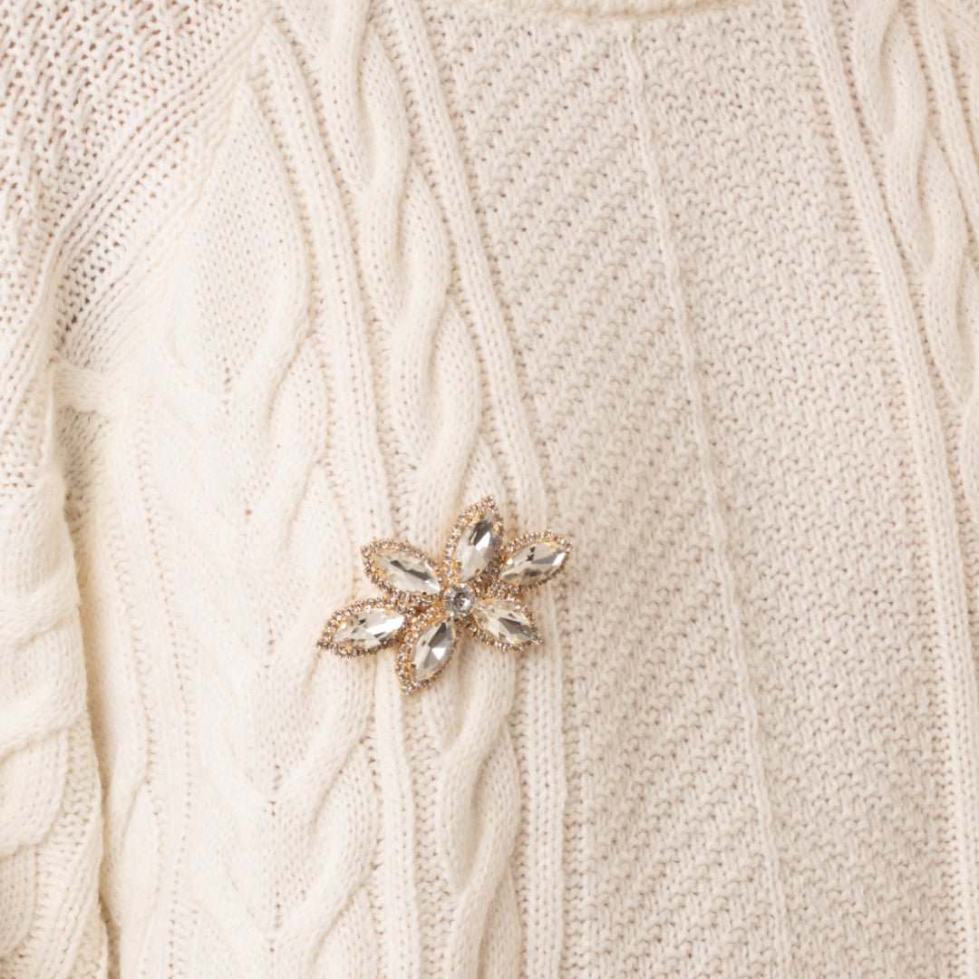 Spilla in metallo a forma di fiore con pietre in vetro crystal - Mya Accessories