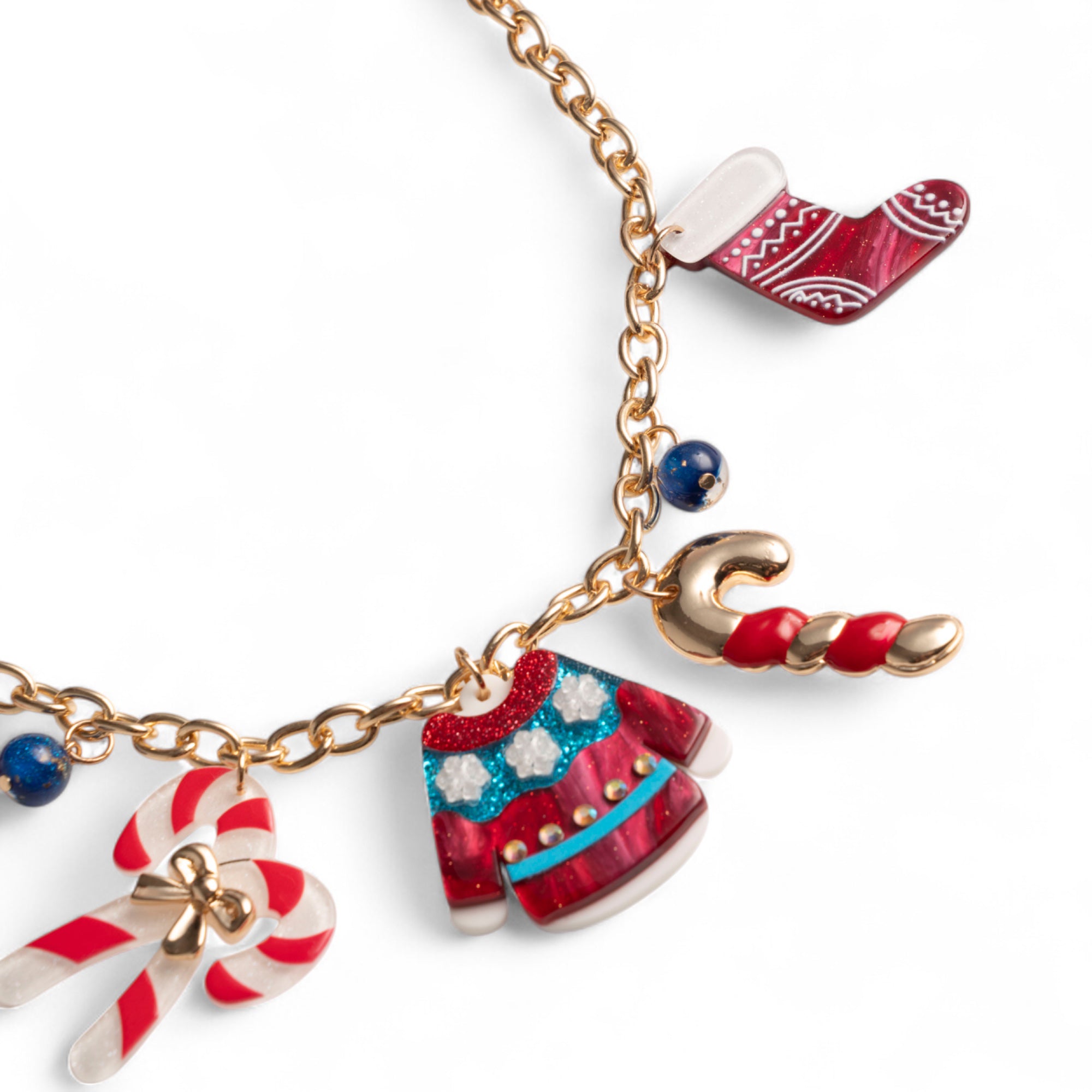 Collana girocollo a catena con charms pendenti in acrilico a tema natalizio - Mya Accessories