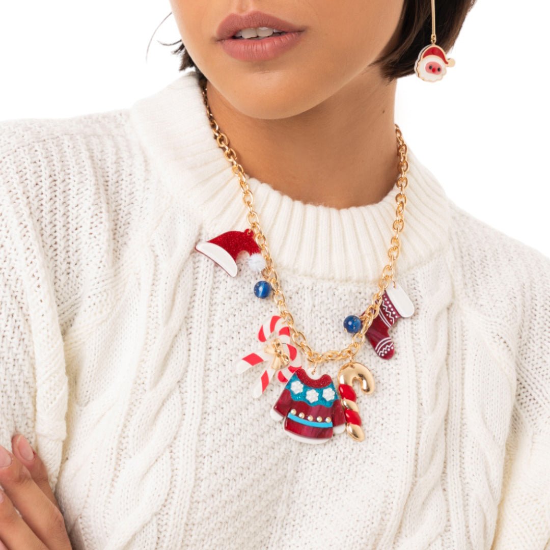 Collana girocollo a catena con charms pendenti in acrilico a tema natalizio - Mya Accessories