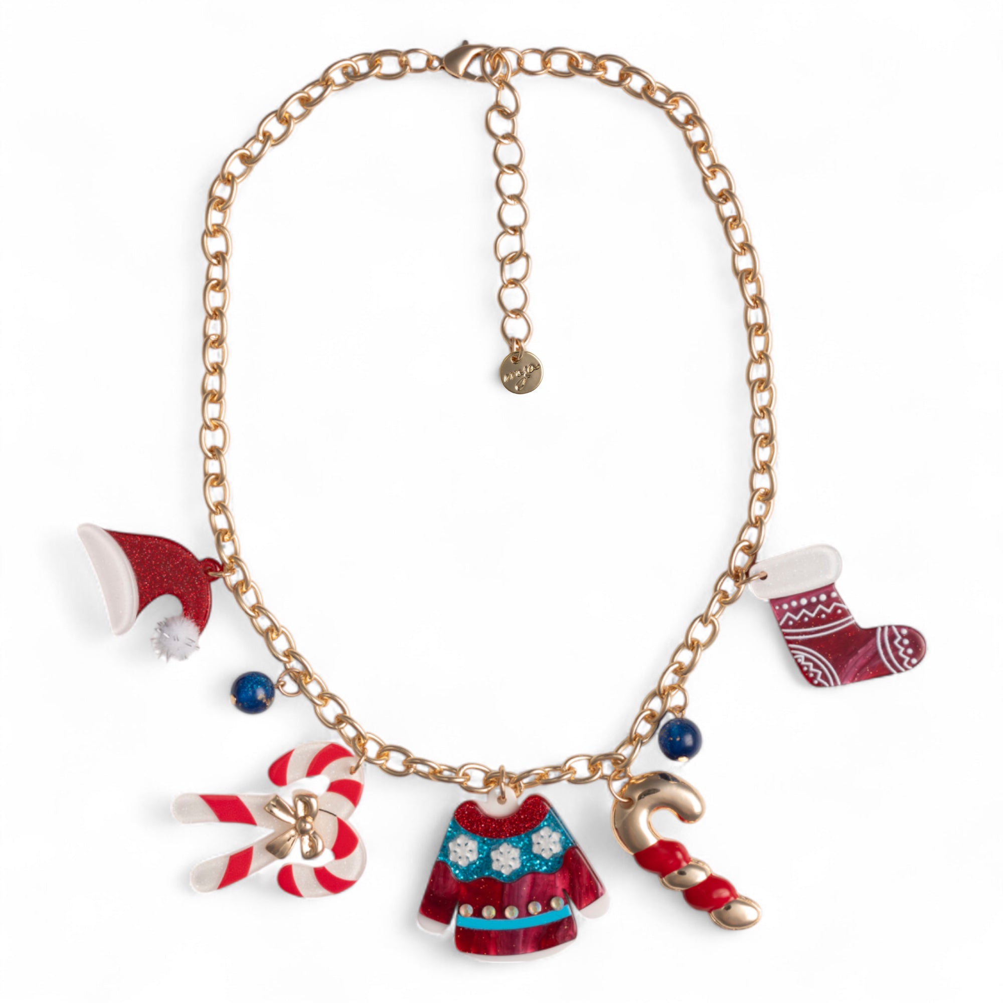 Collana girocollo a catena con charms pendenti in acrilico a tema natalizio - Mya Accessories