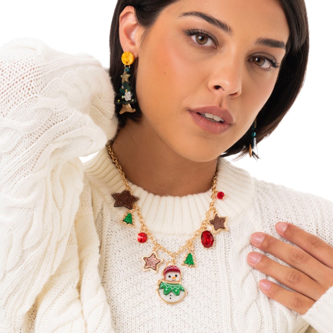 Collana girocollo a catena con charms pendenti in acrilico a tema natalizio - Mya Accessories