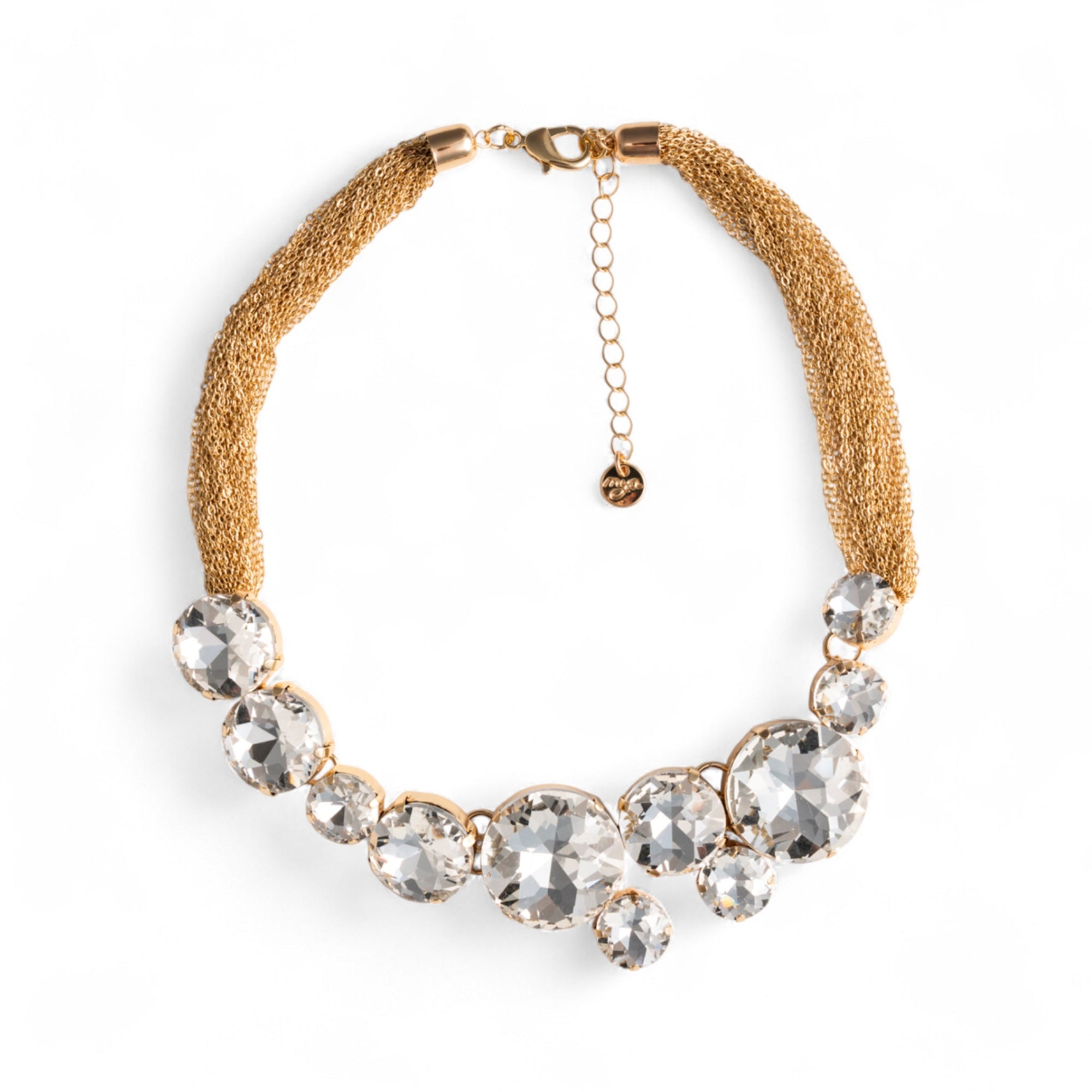 Collana girocollo con catena sottile multi e pietre circolari in vetro tono crystal - Mya Accessories