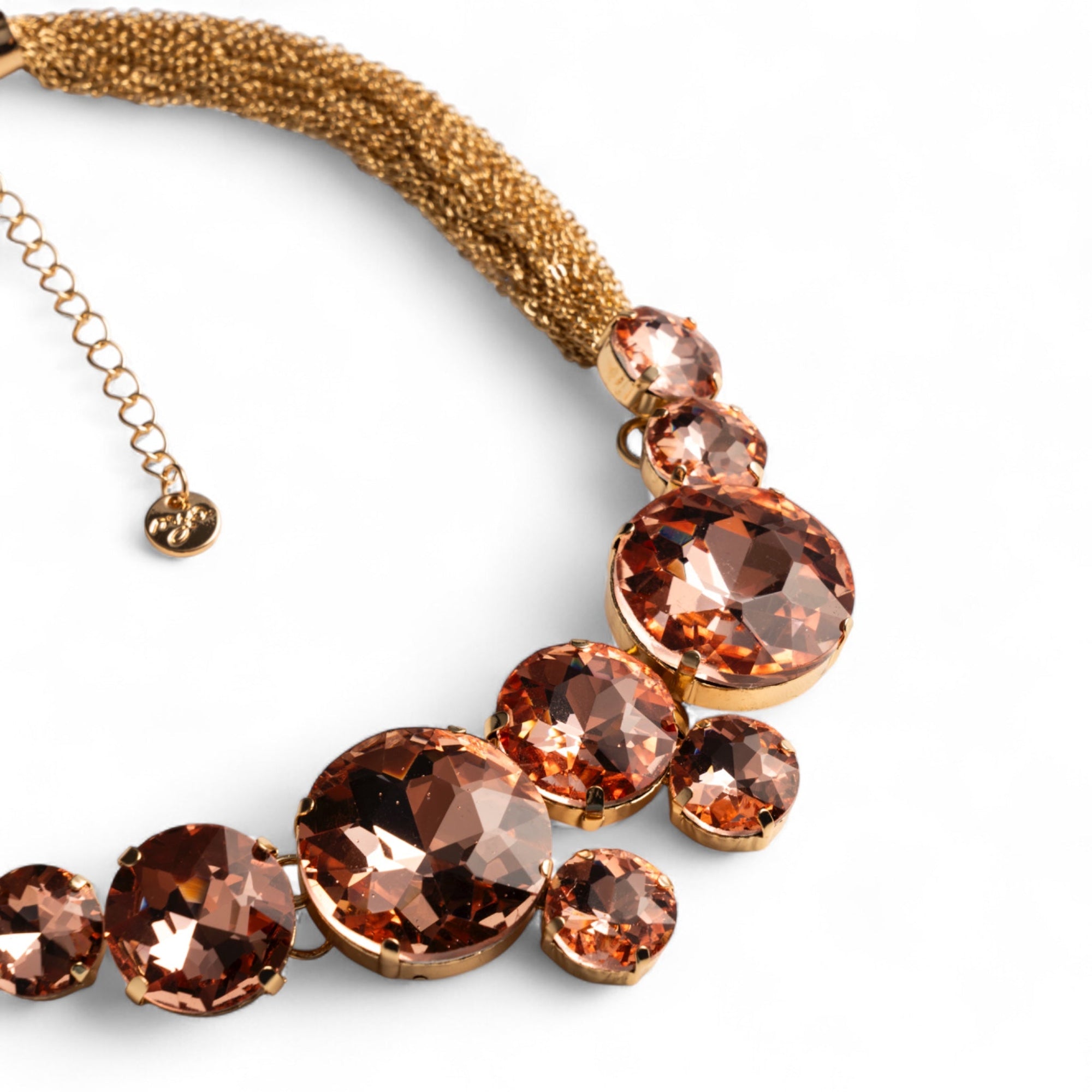 Collana girocollo con catena sottile multi e pietre circolari in vetro tono topazio - Mya Accessories