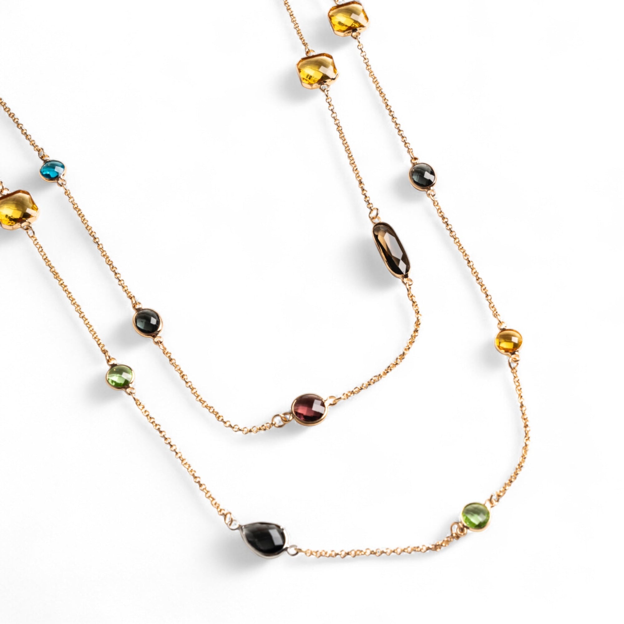 Collana a catena sottile lunga con pietre in vetro multicolore - Mya Accessories