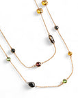 Collana a catena sottile lunga con pietre in vetro multicolore - Mya Accessories